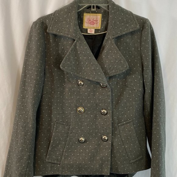 Pink Envelope Gray & White Mini Polka Dot Blazer Jacket NWOT Women's Size L - Picture 6 of 11